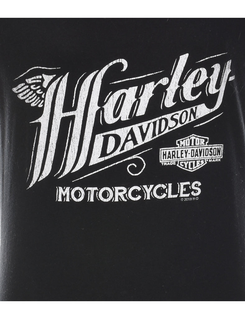 Harley Davidson Black & White Printed T-shirt - M