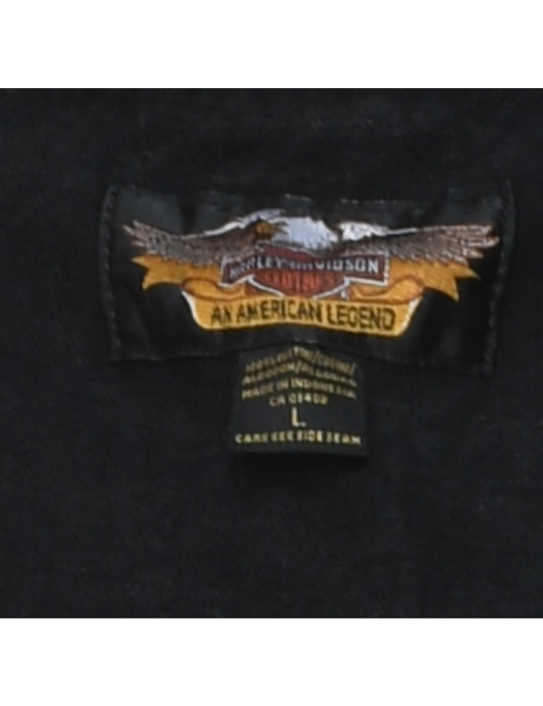Harley Davidson Black Zip-Front Denim Jacket - L