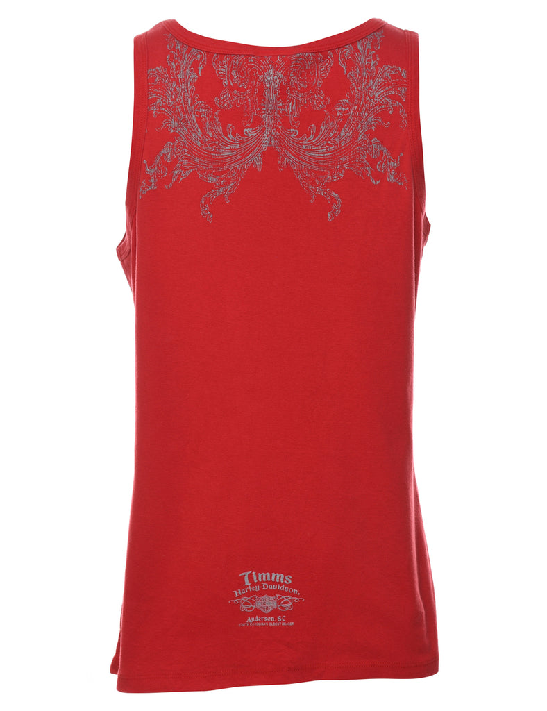Harley Davidson Red Y2K Embellished Studded Vest - M
