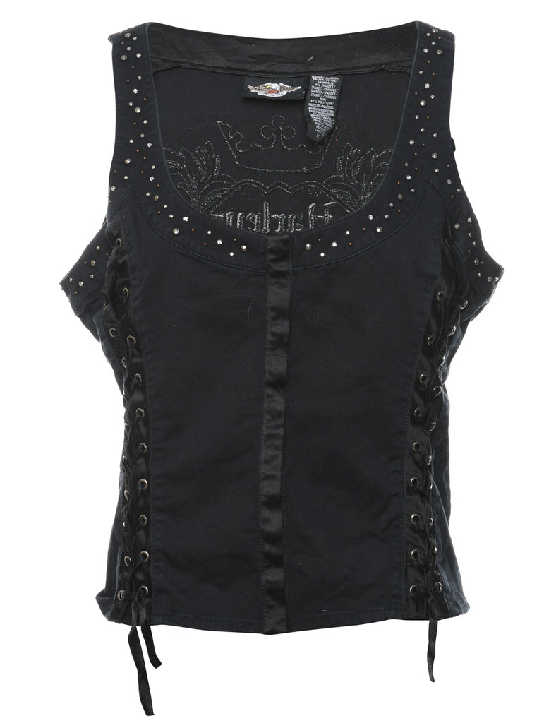 Harley Davidson Studded Y2K Corset - M