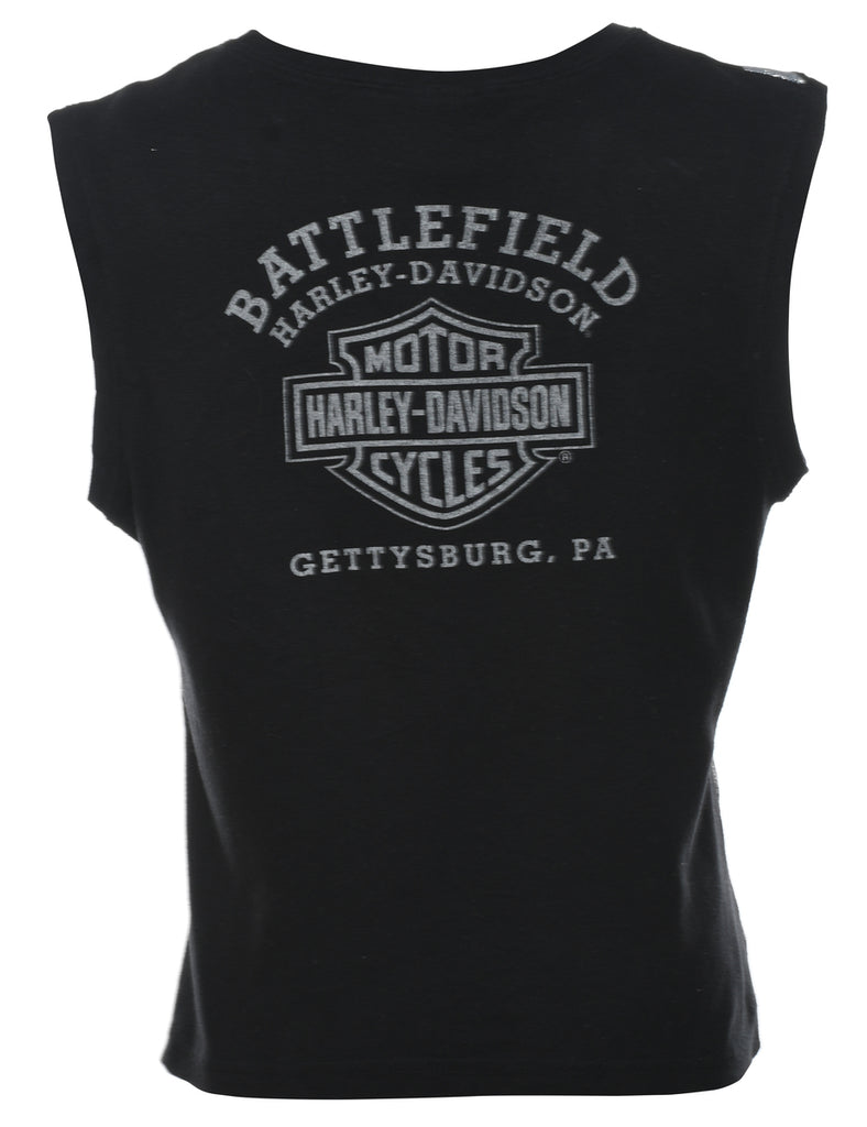 Harley Davidson Y2K Black & Silver Metallic Vest - L