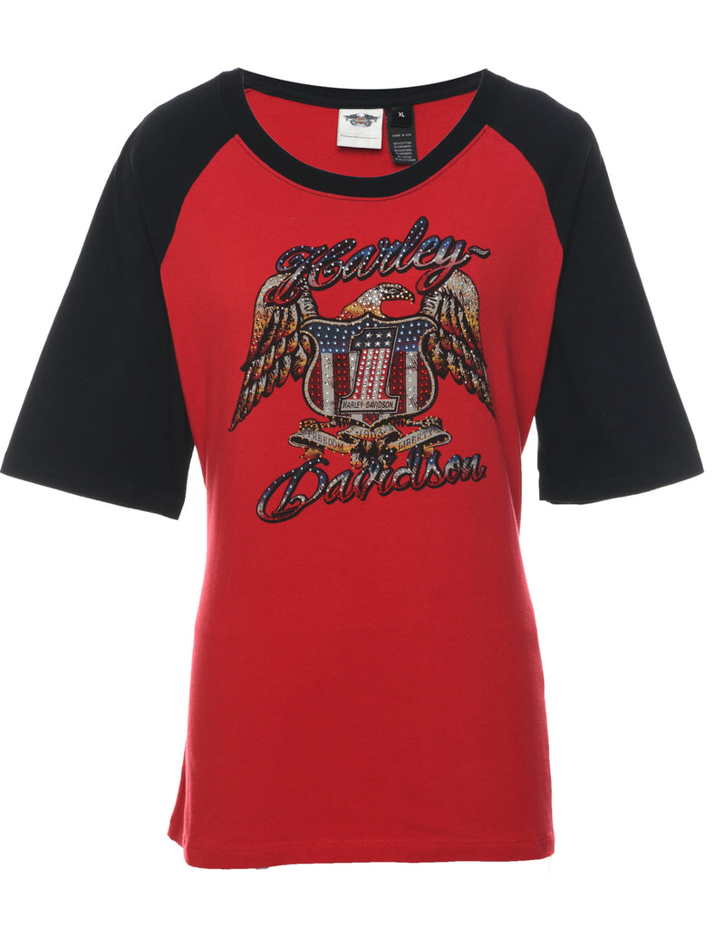 Harley Davidson Y2K Printed T-shirt - XL