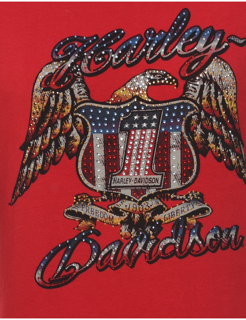 Harley Davidson Y2K Printed T-shirt - XL