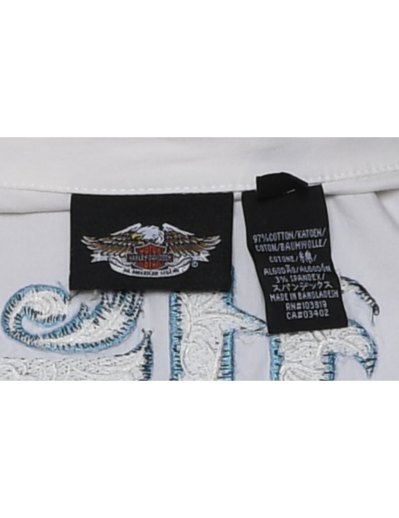 Harley Davidson Y2K White Shirt - L