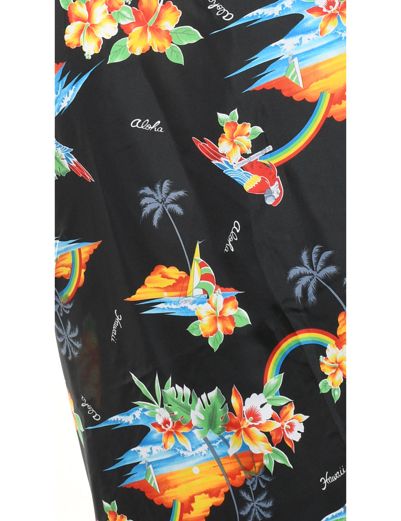 Hawaiian Print Halterneck Dress - L
