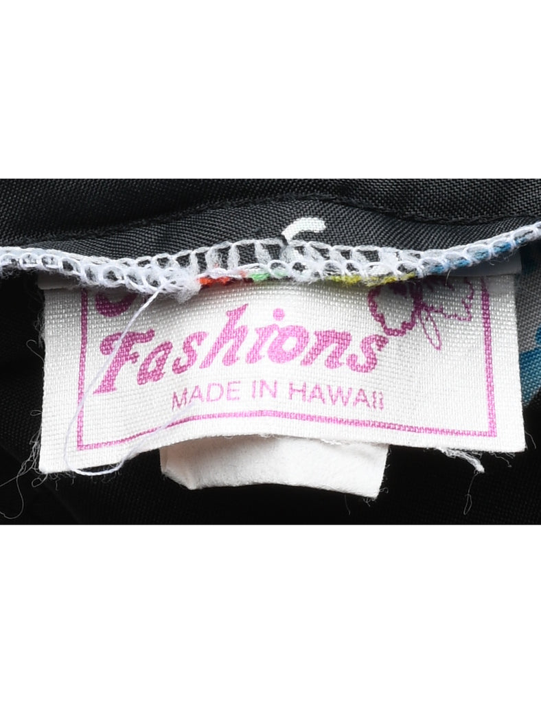 Hawaiian Print Halterneck Dress - L