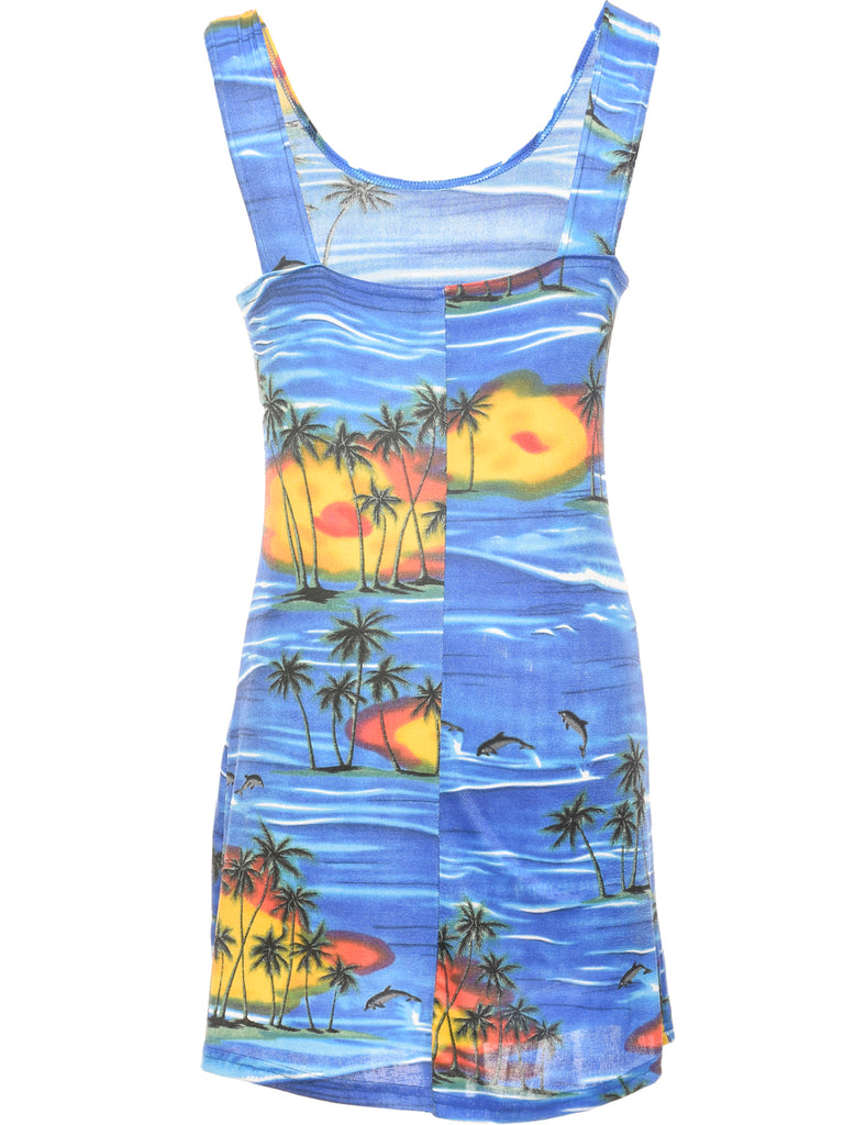 Hawaiian Print Mini Dress - XS