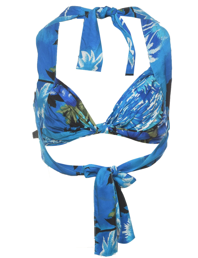 Hawaiian Print Rayon Bikini Top - XS