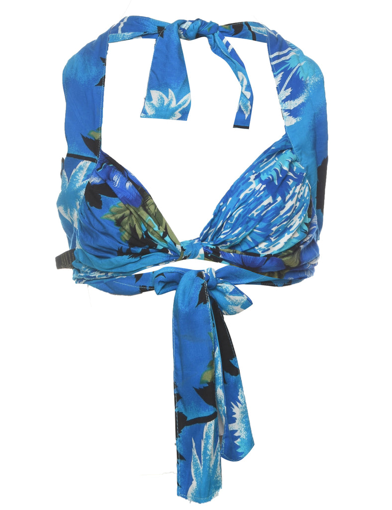 Hawaiian Print Rayon Bikini Top - XS
