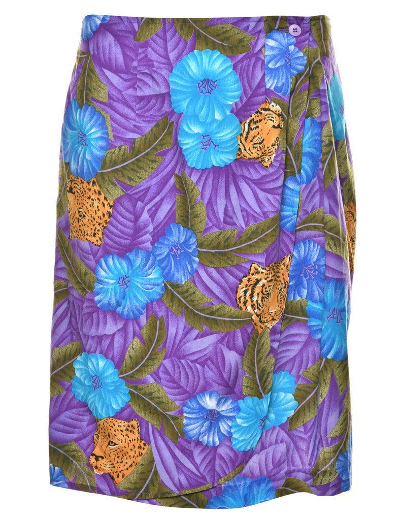 Hawaiian Print Tulip Skirt - L