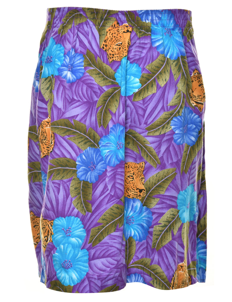 Hawaiian Print Tulip Skirt - L