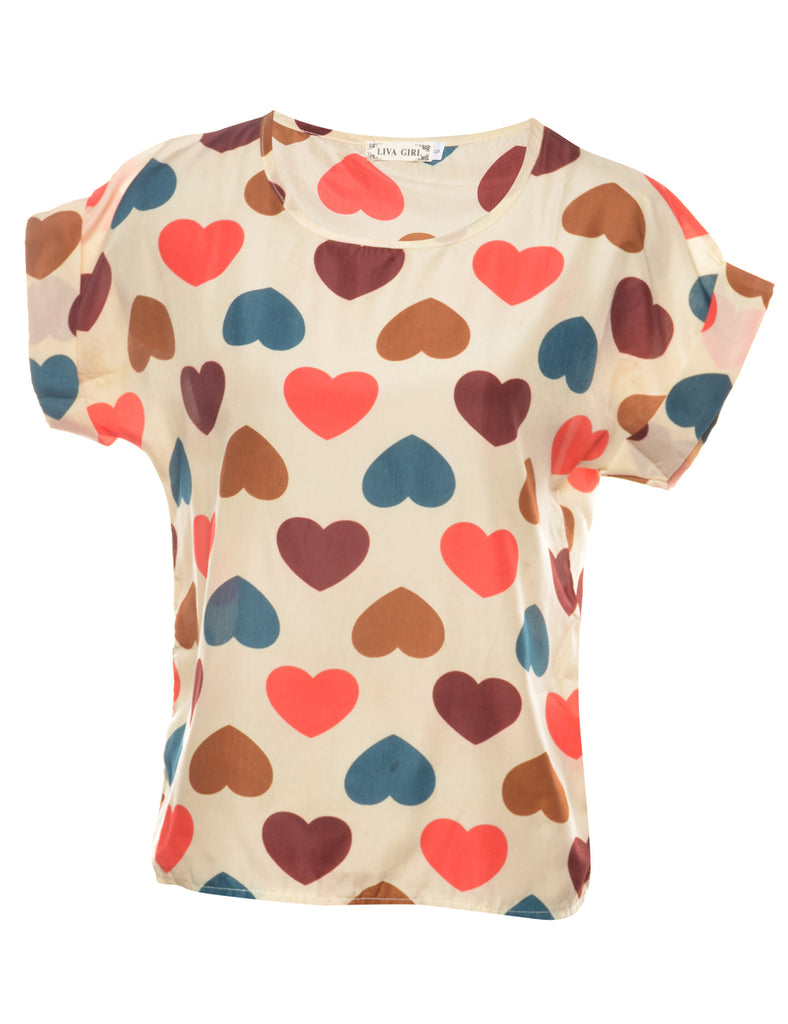 Heart Printed Top - S