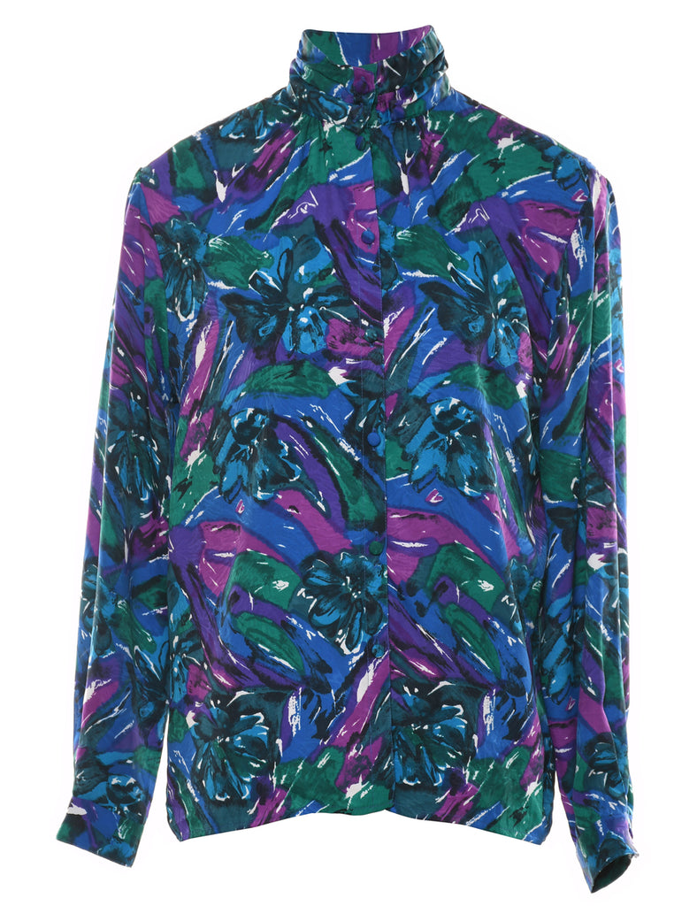 High Neck Floral Blouse - L