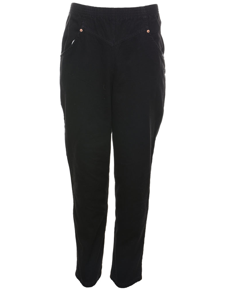 High Waist Black Denim Trousers - W26 L30