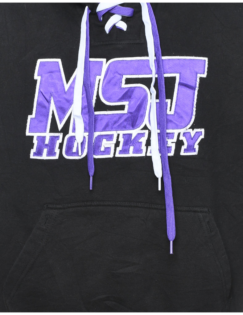 Hockey Patchwork Applique Hoodie - M