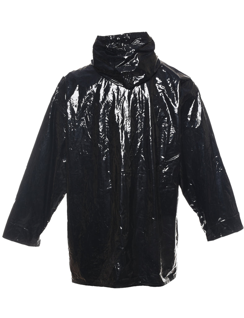 Hooded Black Raincoat - XL