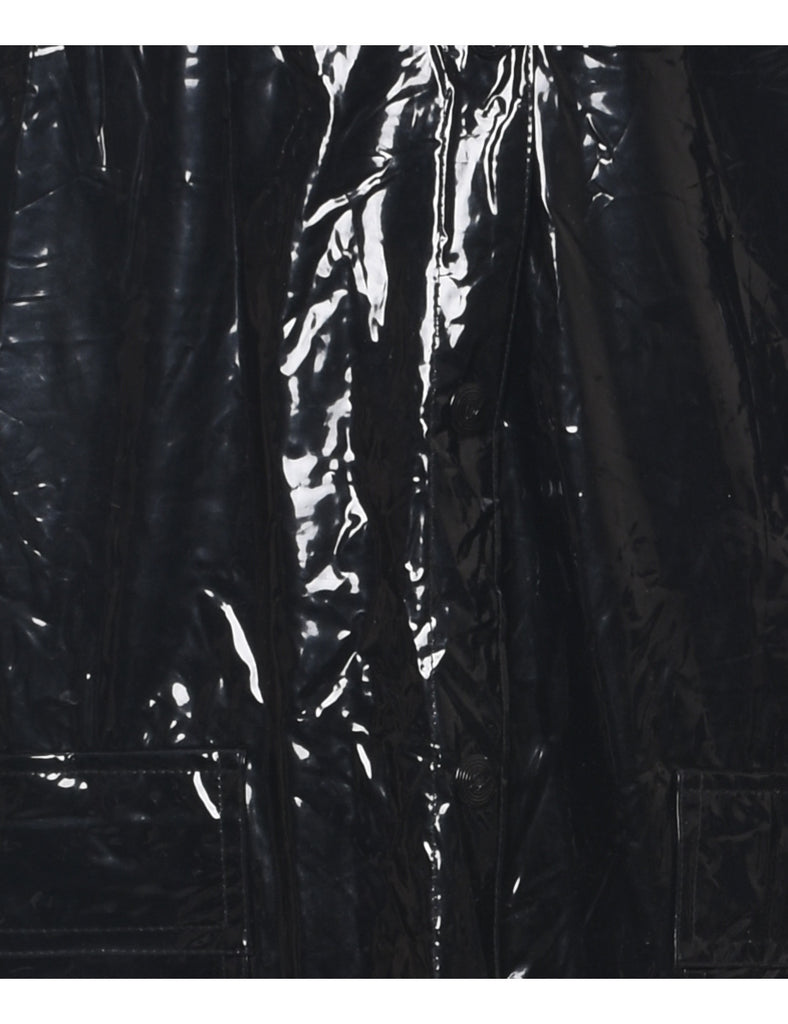 Hooded Black Raincoat - XL