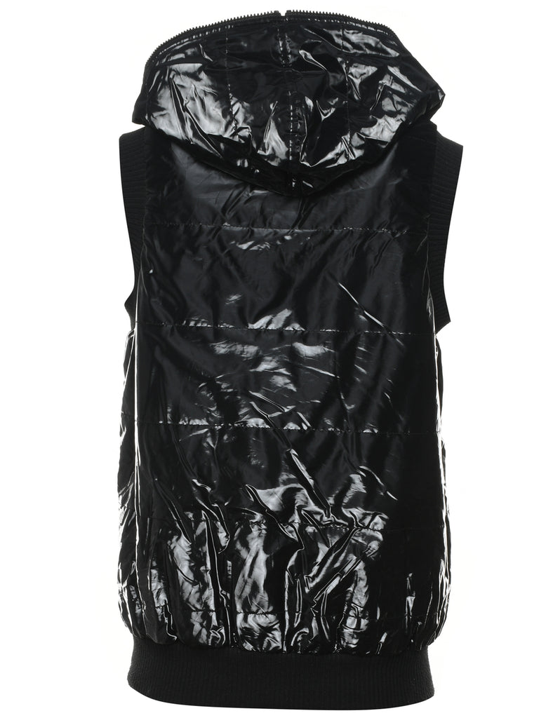 Hooded Black Shiny Gilet  - M