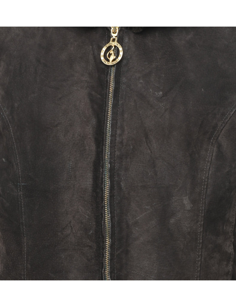 Hooded Dark Brown Coat - L