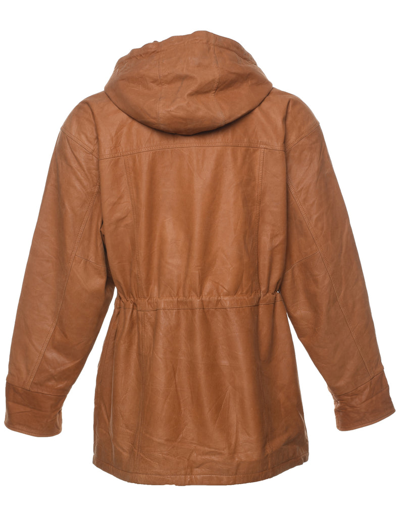Hooded Leather Jacket - M