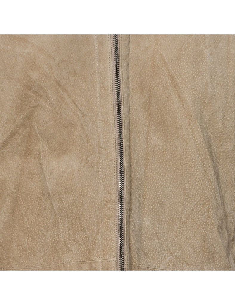Hooded Suede Shearling Coat - L