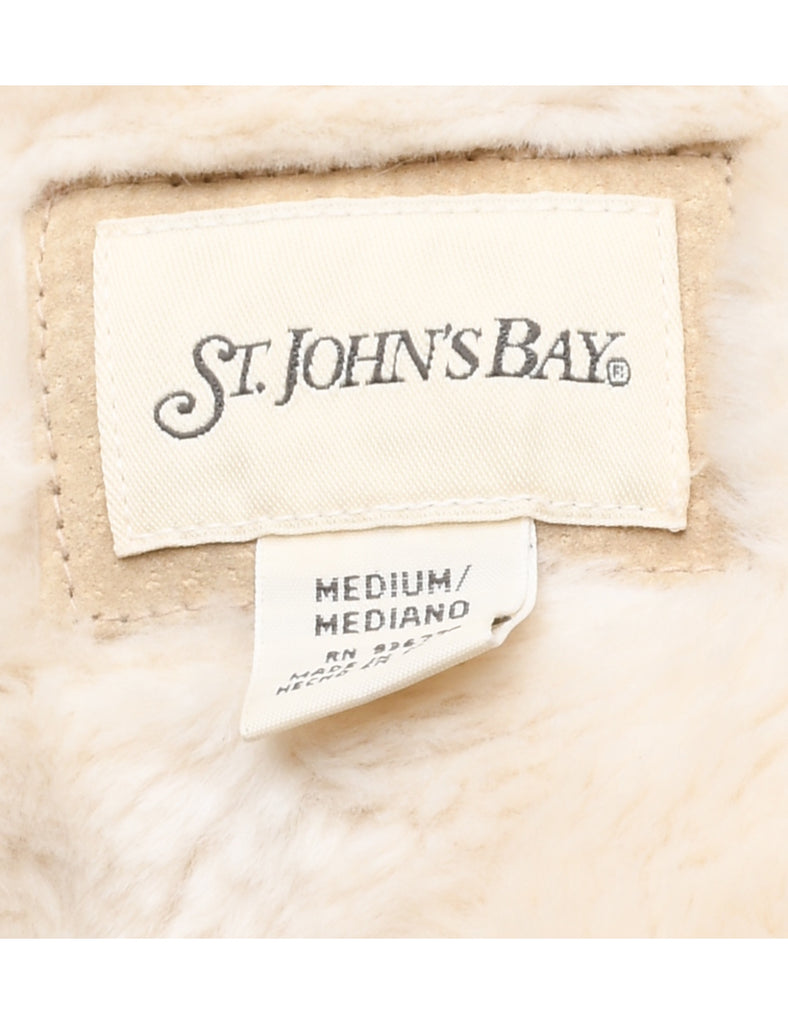 Hooded Suede Shearling Coat - L