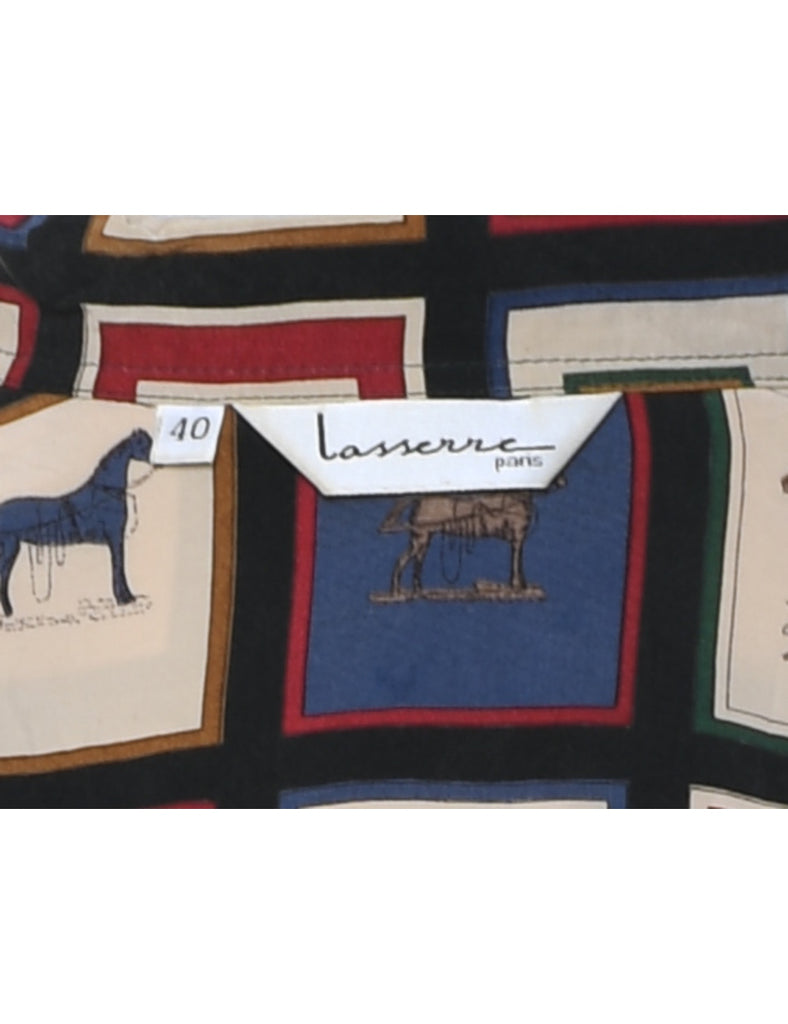 Horse Print Blouse - L