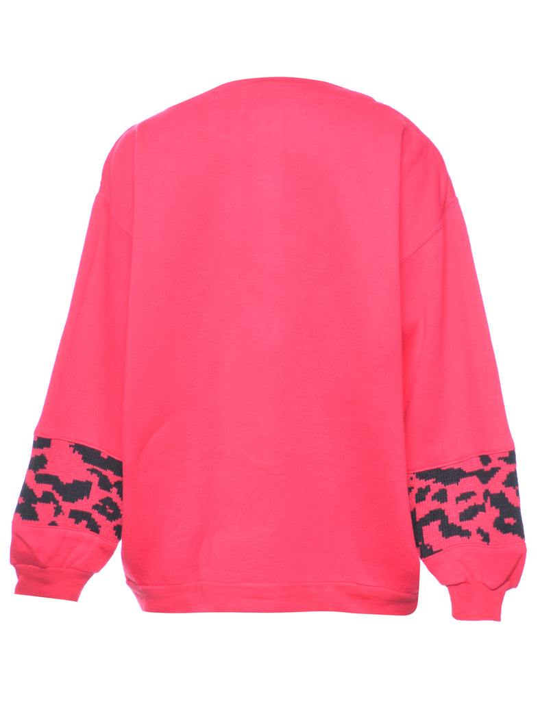 Hot Pink Printed Sweatshirt - M