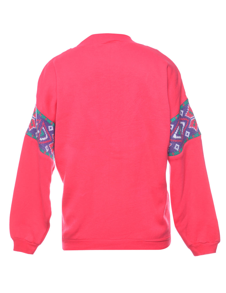 Hot Pink Printed Sweatshirt - L