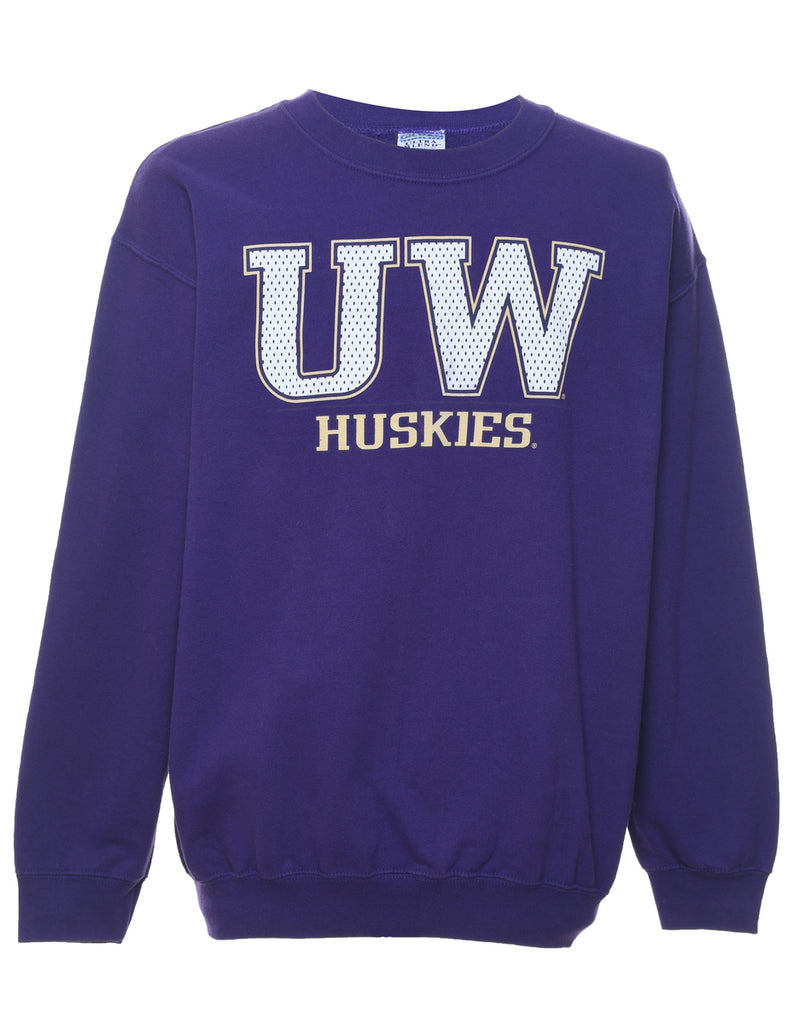 Huskies Printed Purple Sweatshirt - M