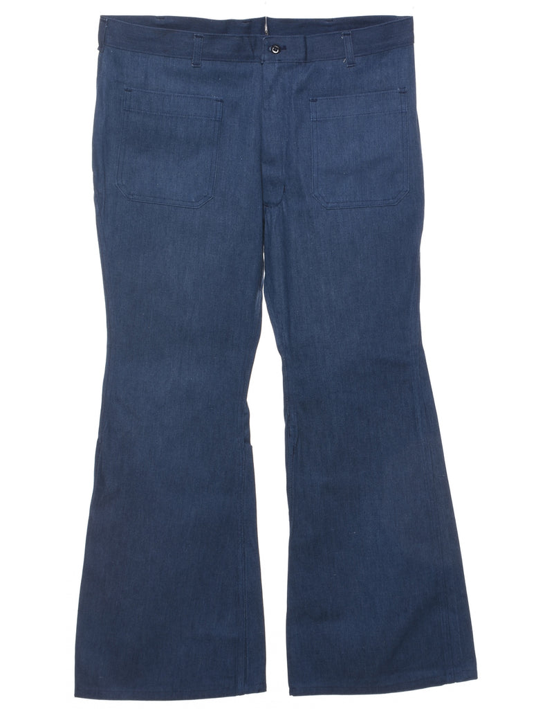 Indigo Bootcut 1970s Trousers - W36 L29