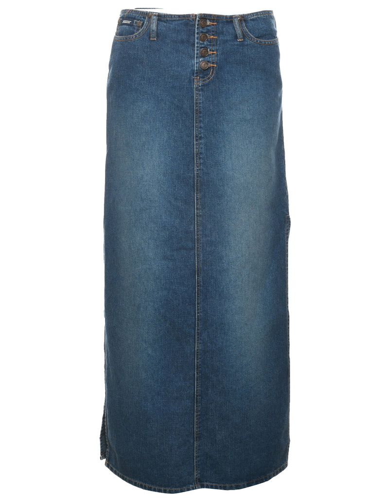 Indigo Denim Midi Skirt - M