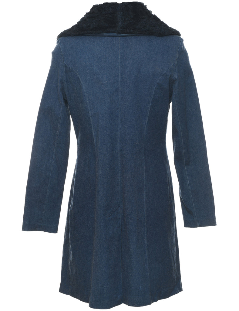 Indigo Faux Fur Trim Denim Jacket - M
