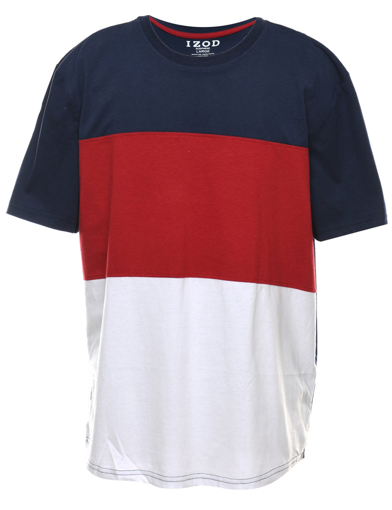 Izod Navy, White & Maroon Contrast Panel T-Shirt - L