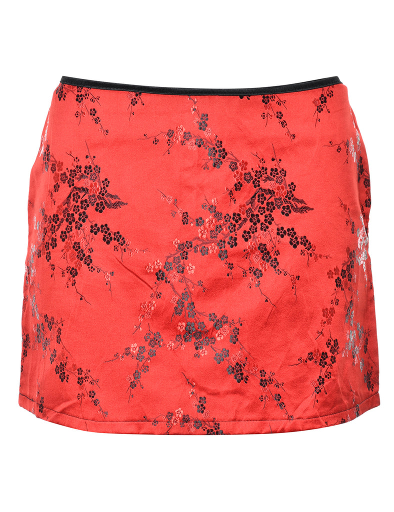 Jacquard Floral Mini Skirt - L