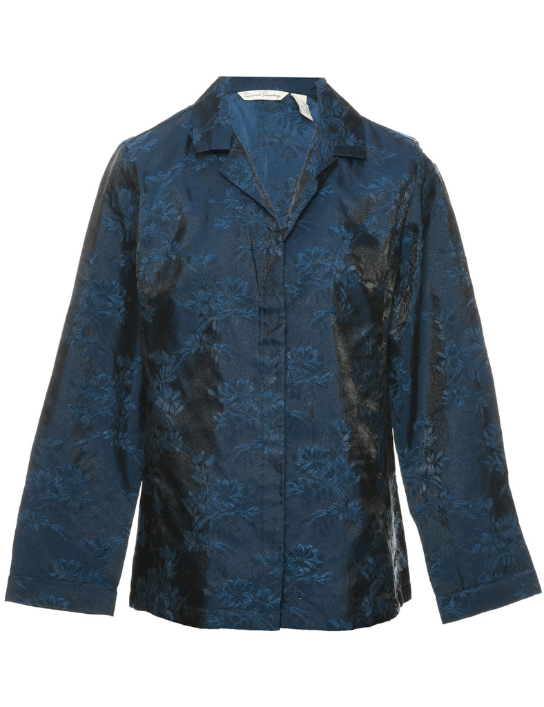 Jacquard Floral Print Evening Blouse - S