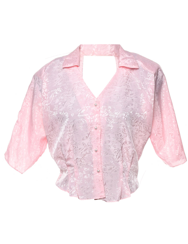 Jacquard Pattern Cropped Blouse - M