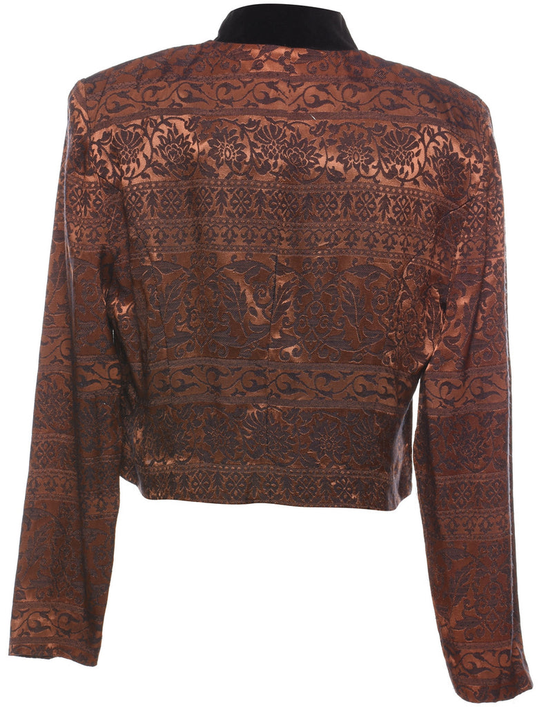 Jessica Howard Brocade Design Bronze & Black 1980s Evening Jacket - L