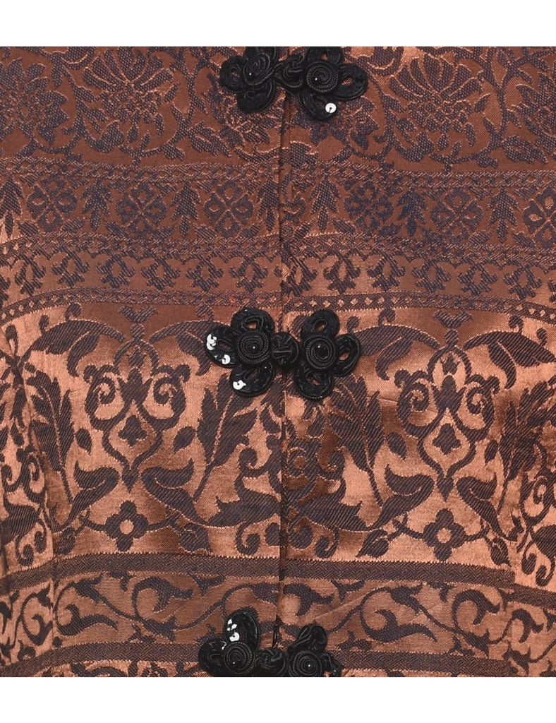 Jessica Howard Brocade Design Bronze & Black 1980s Evening Jacket - L