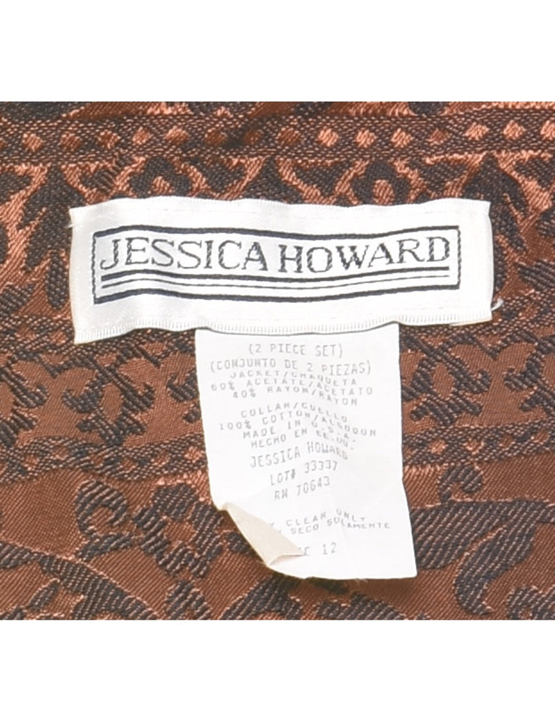 Jessica Howard Brocade Design Bronze & Black 1980s Evening Jacket - L