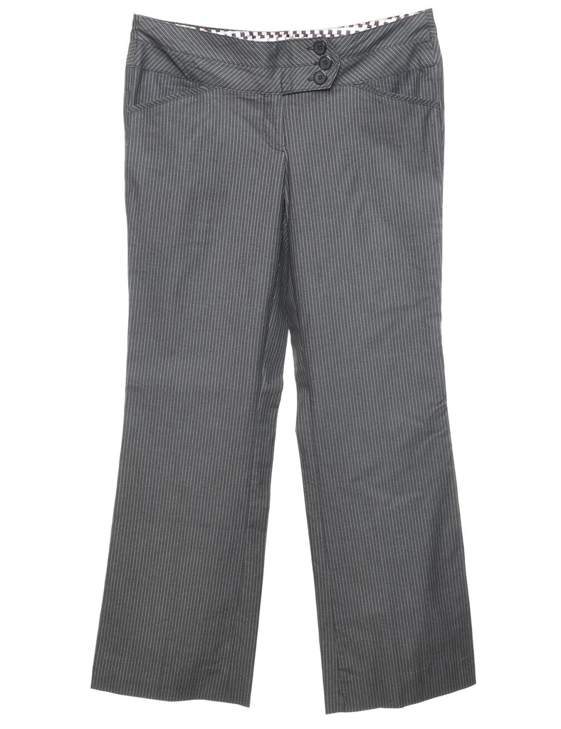 Joe Benbasset Pinstriped Grey Y2K Low-Rise Trousers - W31 L30