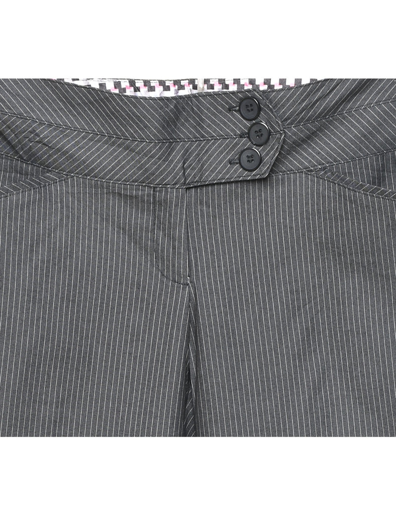 Joe Benbasset Pinstriped Grey Y2K Low-Rise Trousers - W31 L30