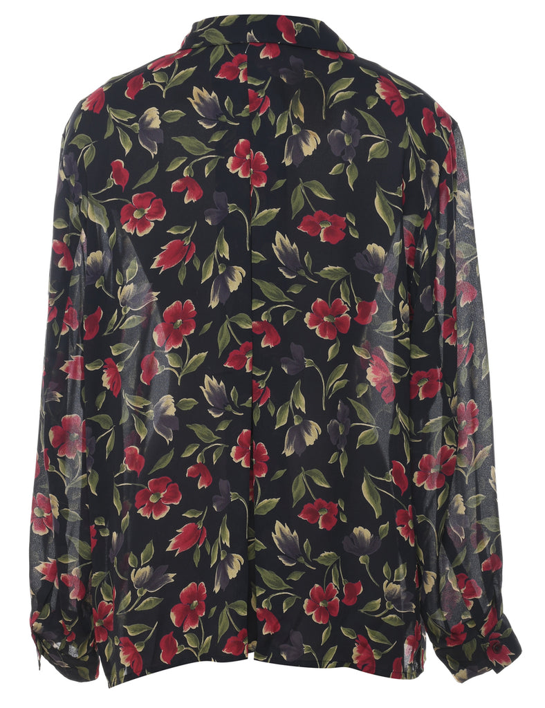 Jones New York Black & Red Floral Blouse - XL