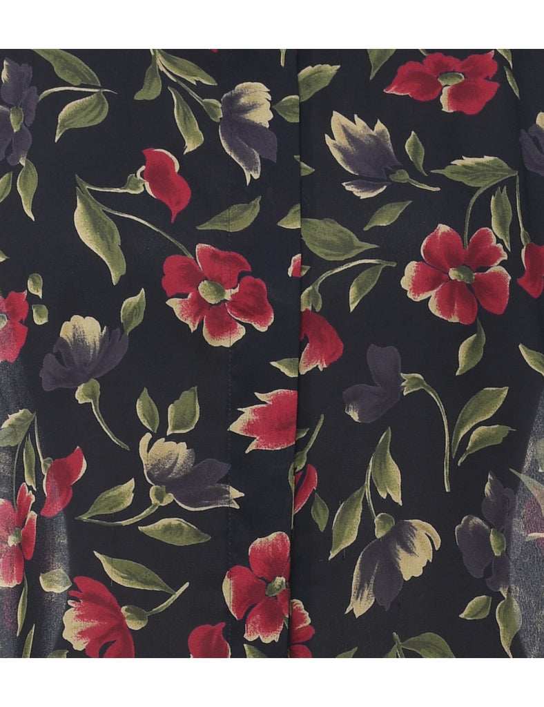 Jones New York Black & Red Floral Blouse - XL