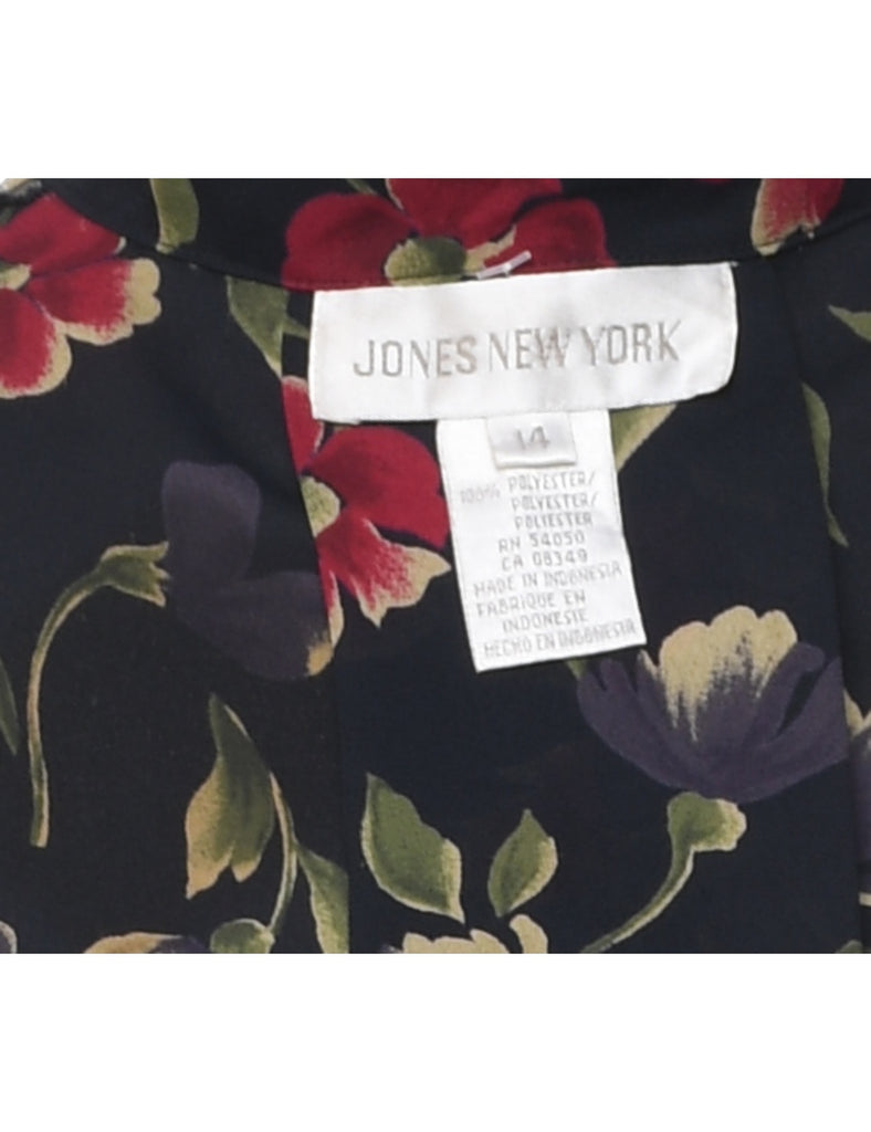 Jones New York Black & Red Floral Blouse - XL