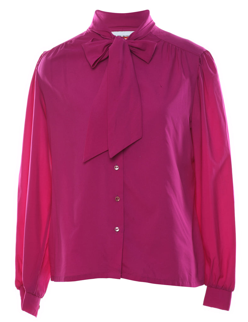 Judy Bond Magenta Pussy Bow Blouse - L