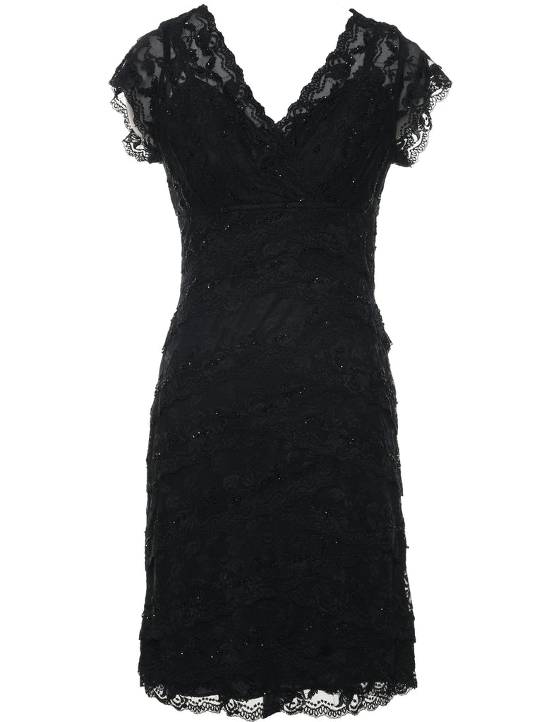 Lace Beaded Evening Dress - S