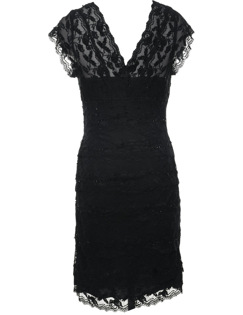 Lace Beaded Evening Dress - S