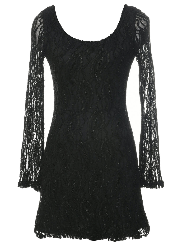 Lace Black Evening Dress - S