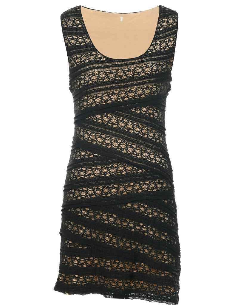 Lace Black Evening Dress - S